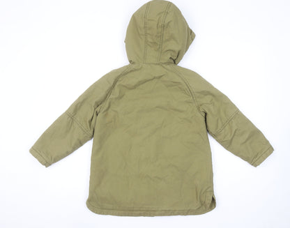 Next Girls Green Hooded Cotton Parka Coat 7 Years Lined Winter Jacket