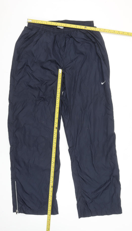 Nike Men's Blue L Windbreaker Trousers Water Resistant Sportswear