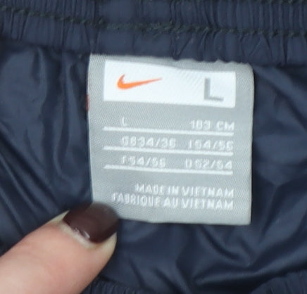 Nike Men's Blue L Windbreaker Trousers Water Resistant Sportswear
