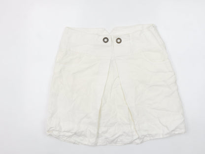 Savida Women's Ivory Linen A-Line Short Skirt Size 14