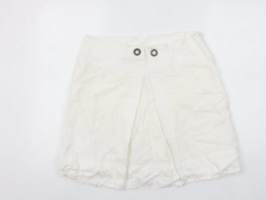 Savida Women's Ivory Linen A-Line Short Skirt Size 14
