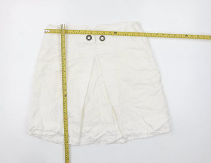 Savida Women's Ivory Linen A-Line Short Skirt Size 14