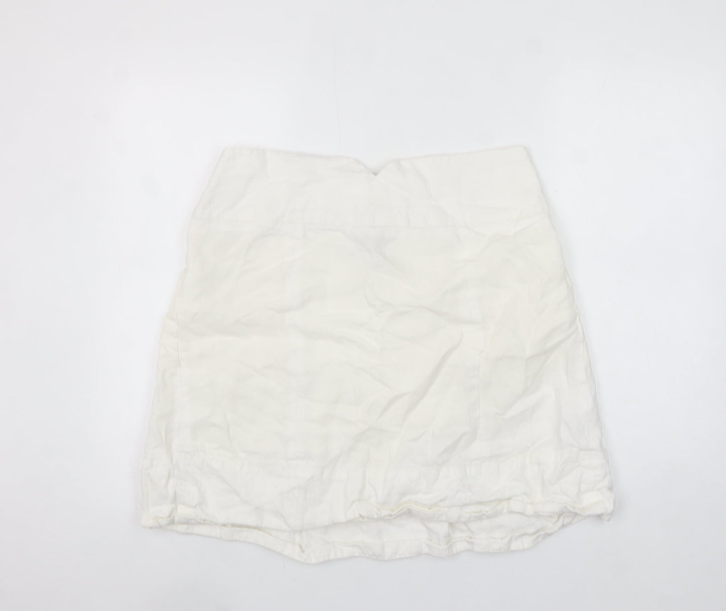 Savida Women's Ivory Linen A-Line Short Skirt Size 14