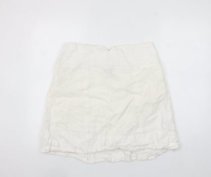 Savida Women's Ivory Linen A-Line Short Skirt Size 14