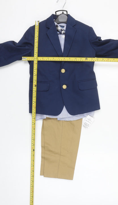 IZOD Boys Blue & Khaki 4 Piece Outfit Set Size 5 Regular Cotton Blend Formal