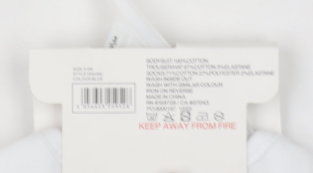 DKNY Unisex Baby Blue 3-6 Months 4 Piece Bodysuit Outfit Set