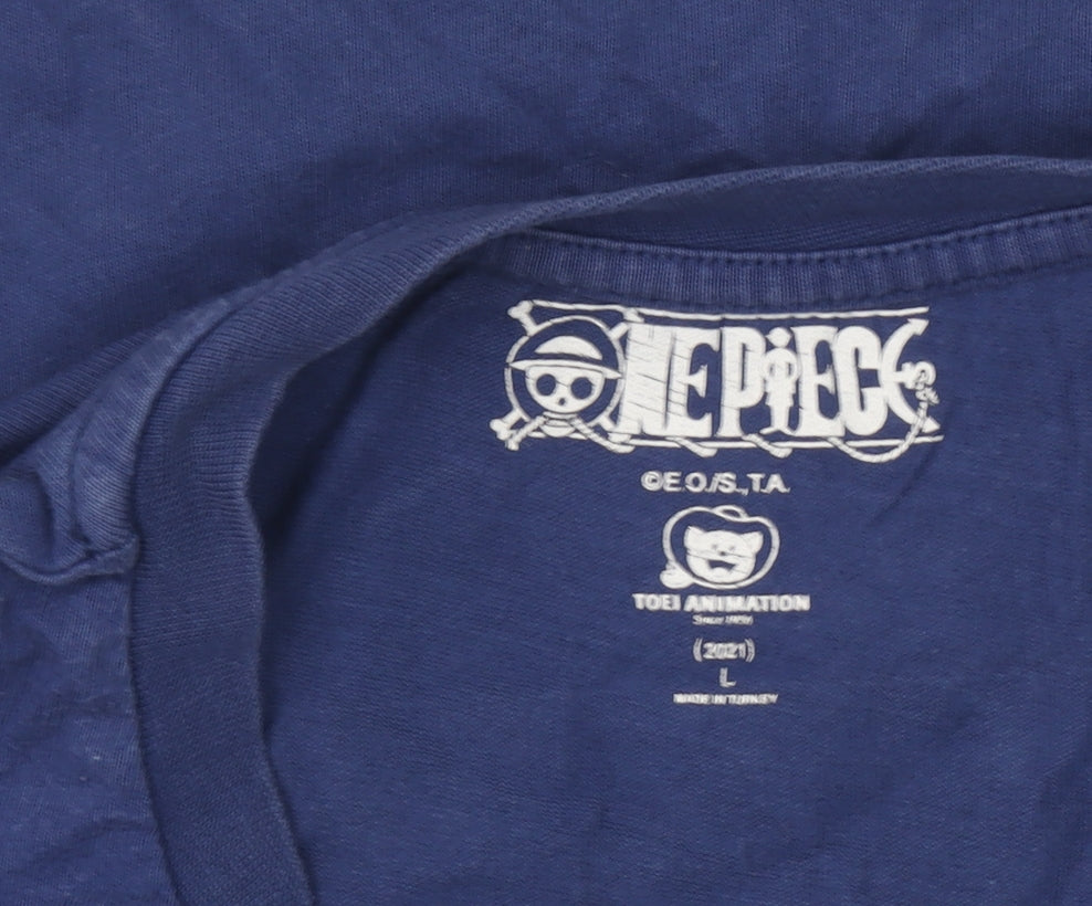 One Piece Anime Men’s Navy Blue L T-Shirt Toei Animation 2021 Short Sleeve