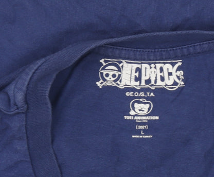 One Piece Anime Men’s Navy Blue L T-Shirt Toei Animation 2021 Short Sleeve