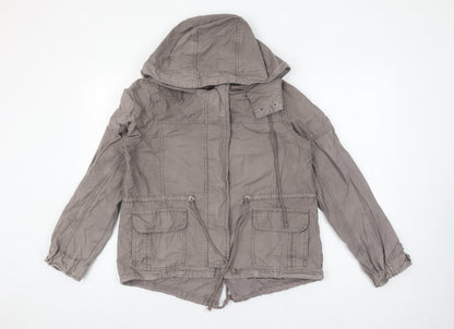 Woolworths Women’s Grey Cotton Hooded Parka Jacket Size 10