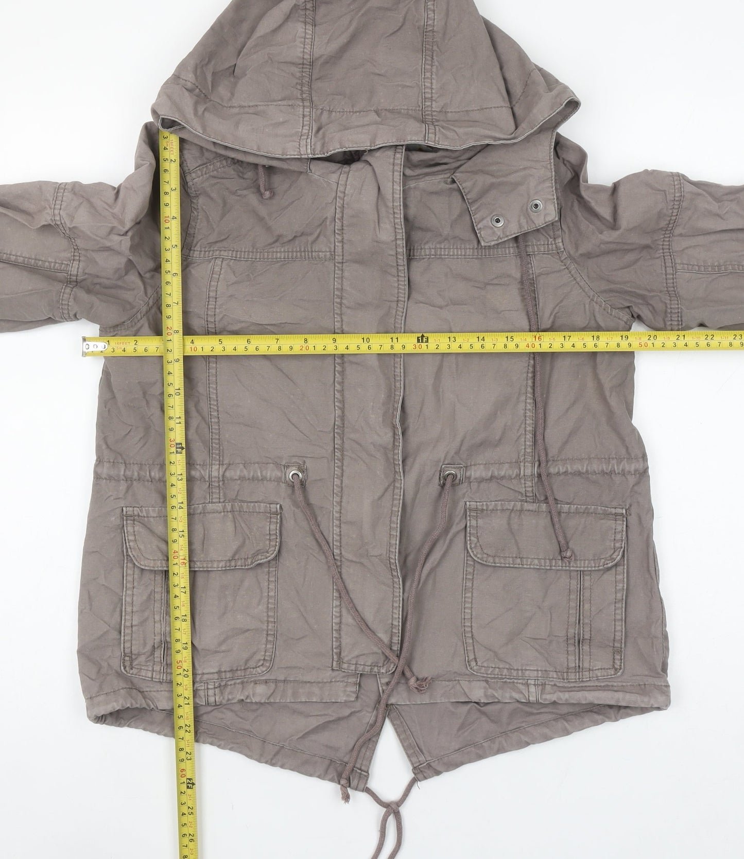 Woolworths Women’s Grey Cotton Hooded Parka Jacket Size 10