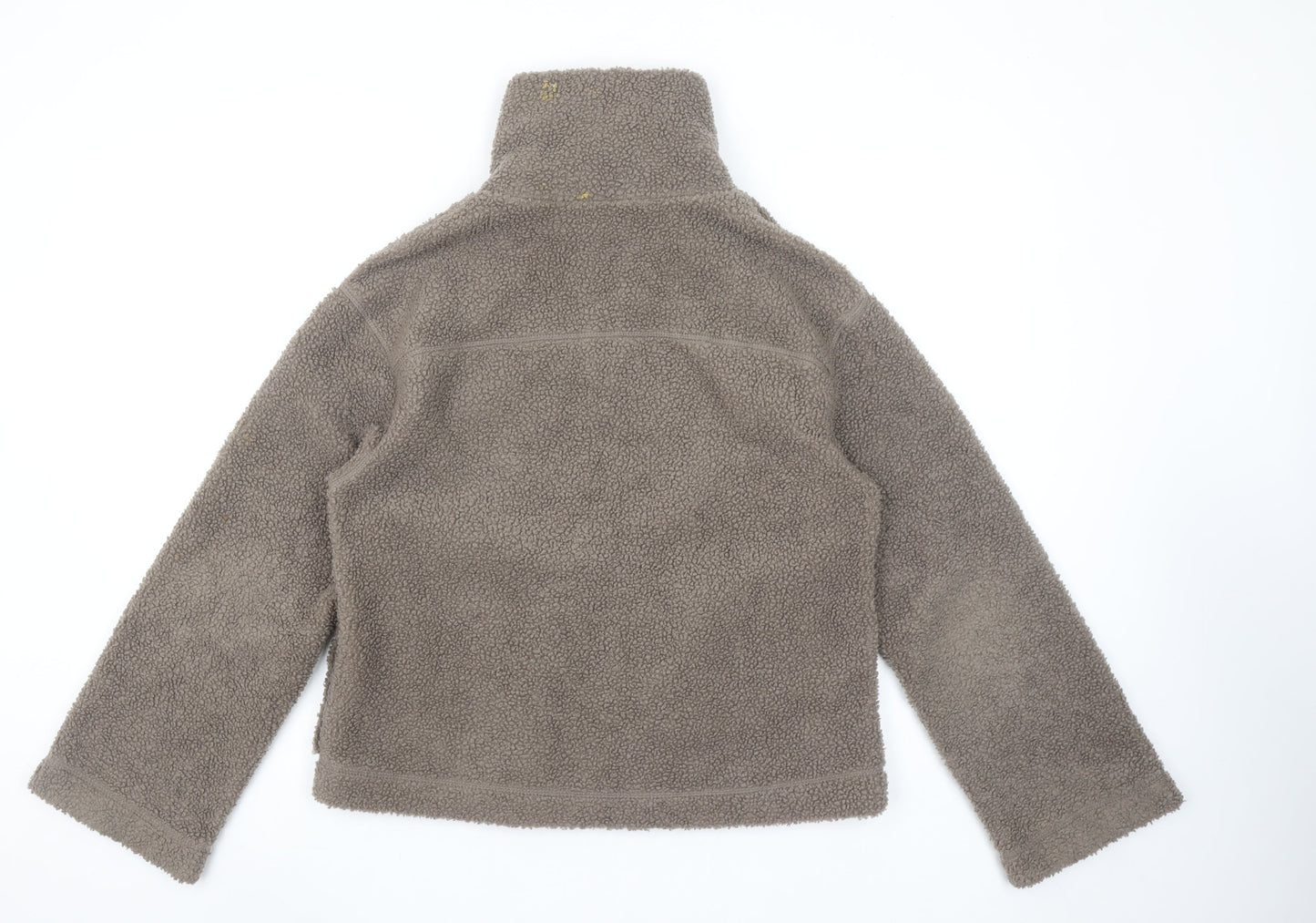 H&M Women Brown Fleece Zip Jacket Size 12 Winter Casual