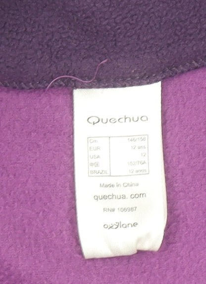 Quechua Girls Purple Fleece Full Zip Outdoor Jacket Size 12 Years