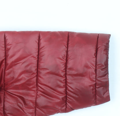 Koton Women Red Hooded Puffer Jacket Size 10 Lightweight Quilted
