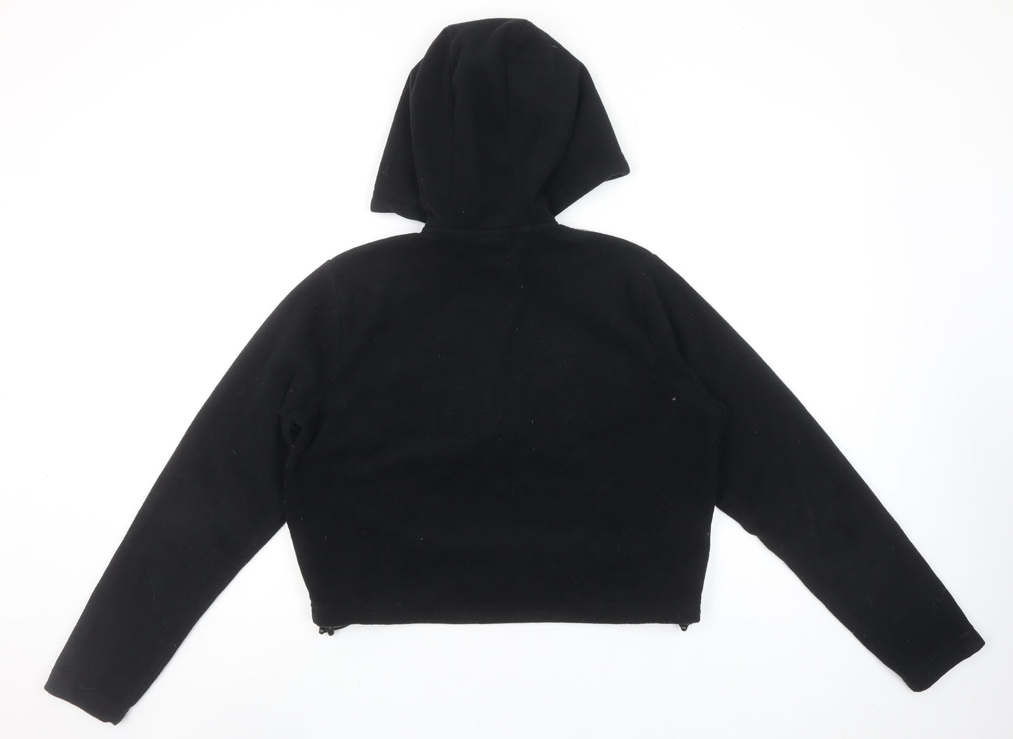 Ellesse Womens Black & Grey 1/2 Zip Hooded Pullover Size 10 Fleece Sweatshirt