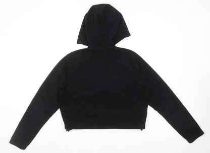 Ellesse Womens Black & Grey 1/2 Zip Hooded Pullover Size 10 Fleece Sweatshirt