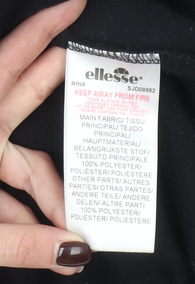 Ellesse Womens Black & Grey 1/2 Zip Hooded Pullover Size 10 Fleece Sweatshirt