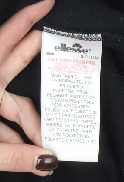 Ellesse Womens Black & Grey 1/2 Zip Hooded Pullover Size 10 Fleece Sweatshirt