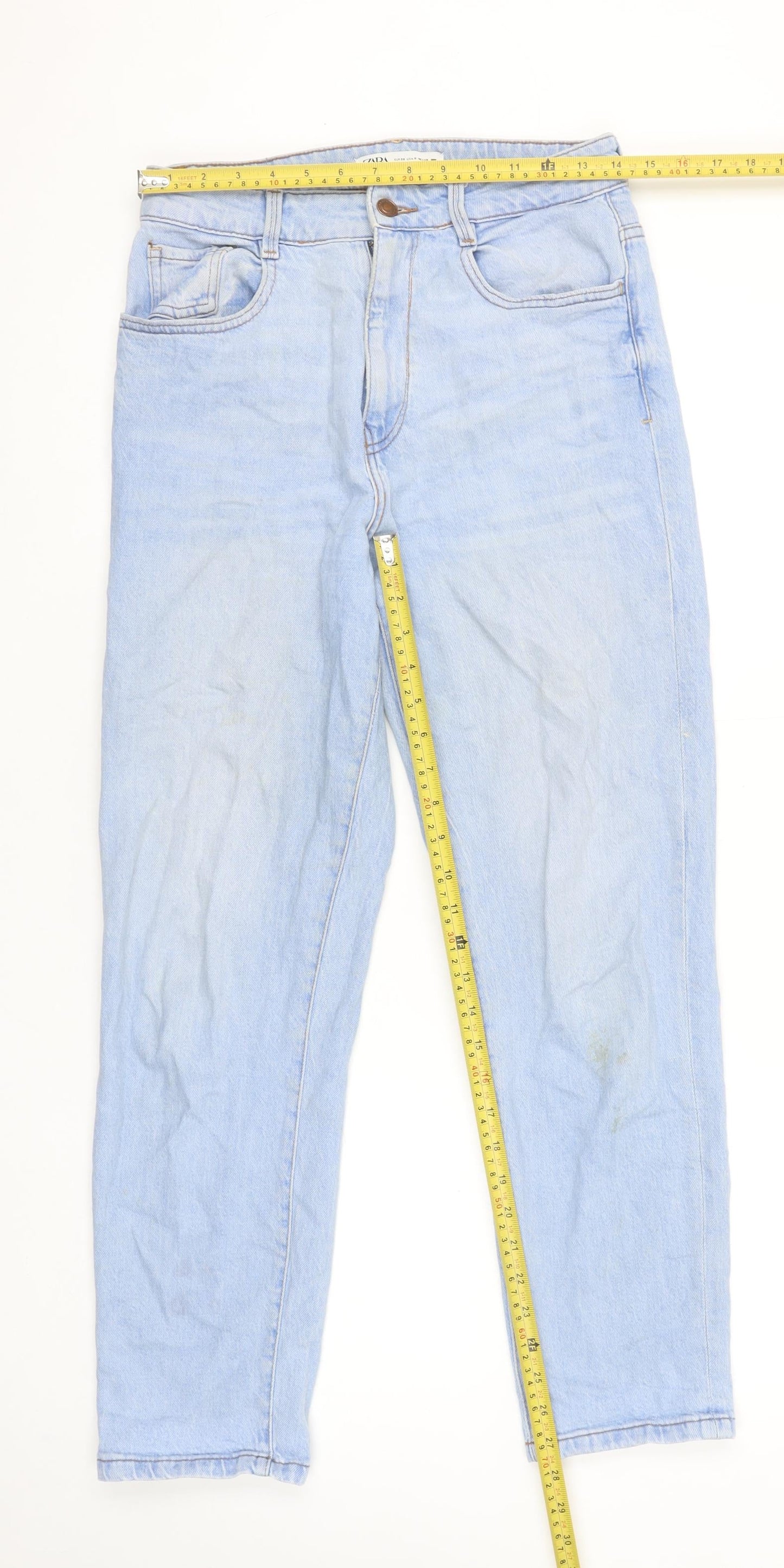 ZARA Women Blue Mom Jeans Size 10 High Rise Relaxed Fit Denim