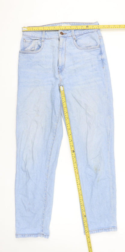 ZARA Women Blue Mom Jeans Size 10 High Rise Relaxed Fit Denim