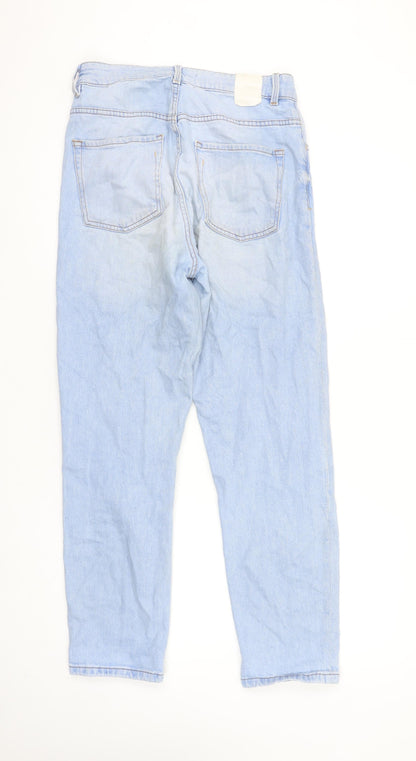 ZARA Women Blue Mom Jeans Size 10 High Rise Relaxed Fit Denim