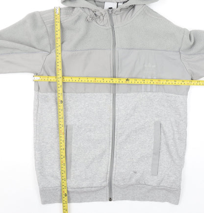 Adidas Men’s Grey Hooded Full Zip Fleece Jacket Size M