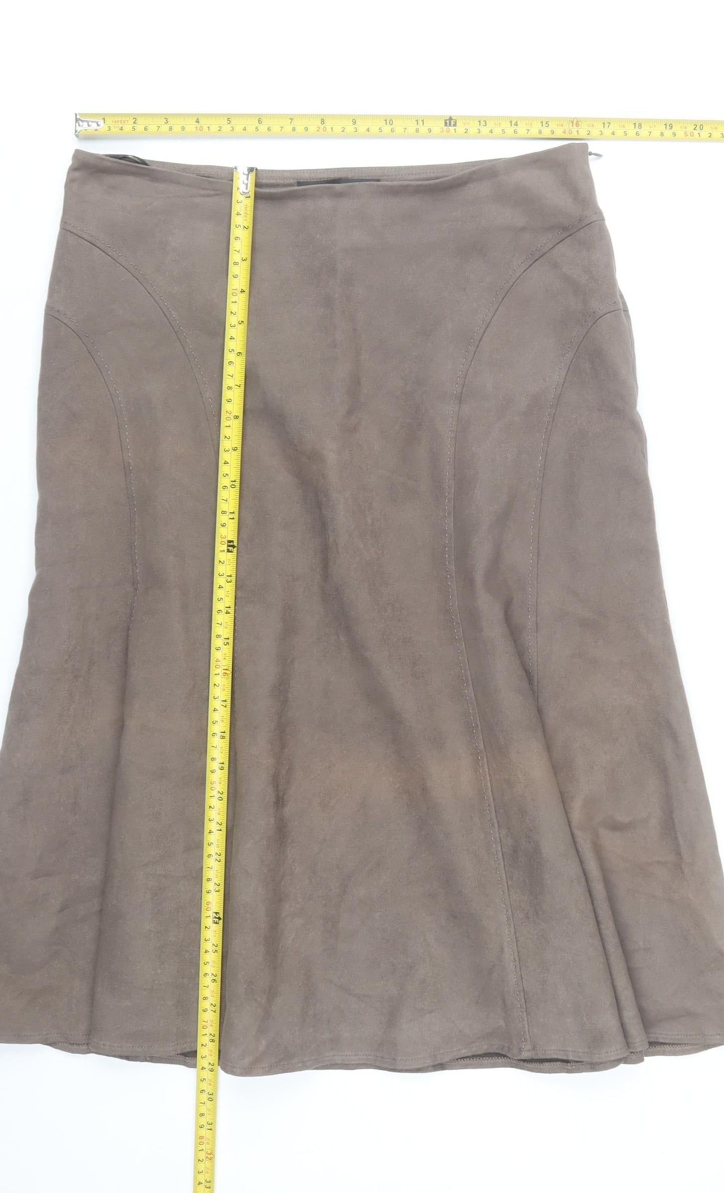 BHS Women’s Brown A-Line Midi Skirt Size 14 Lined Polyester