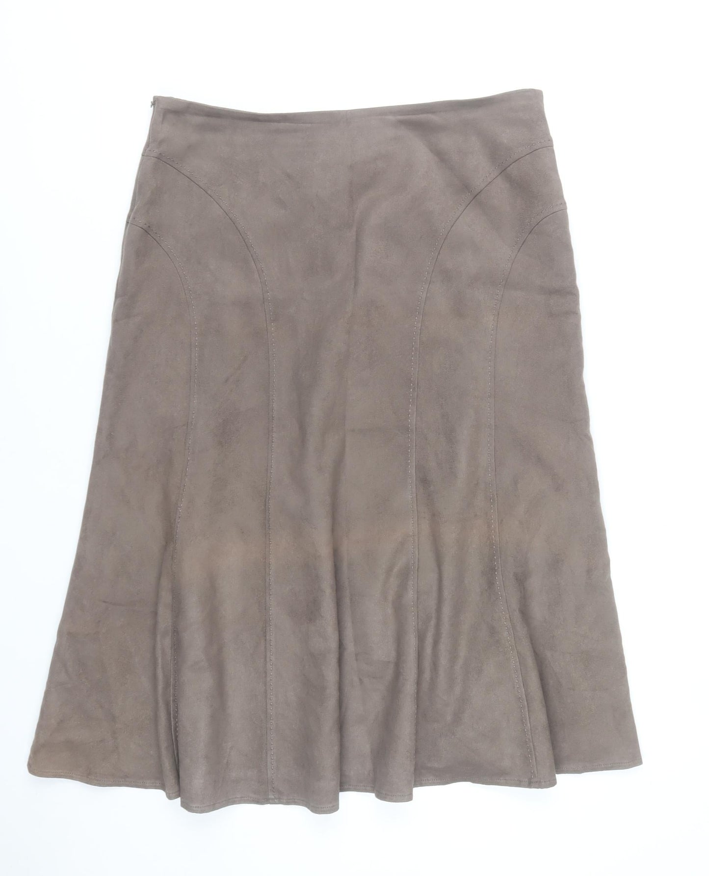 BHS Women’s Brown A-Line Midi Skirt Size 14 Lined Polyester