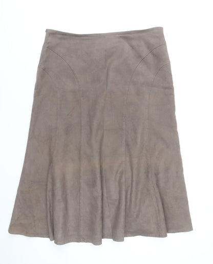 BHS Women’s Brown A-Line Midi Skirt Size 14 Lined Polyester