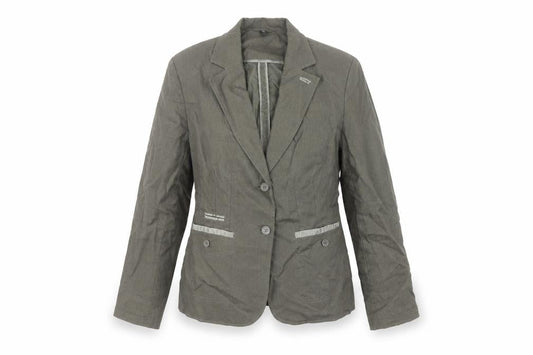 Soya Women’s Olive Green Linen Blazer L Single-Breasted Tailored Jacket
