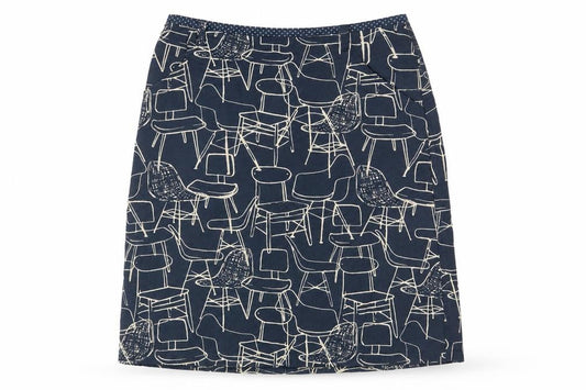 White Stuff Women's Blue Art Print Cotton Knee Length Skirt Size 8
