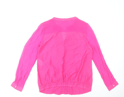 NAF NAF Womens Pink Embroidered Long Sleeve Tunic Blouse Size 10