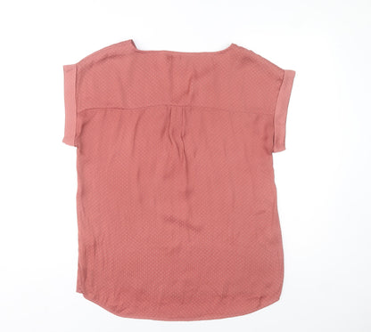 Saint Tropez Women's Pink Polka Dot V-Neck Short Sleeve Blouse Size S