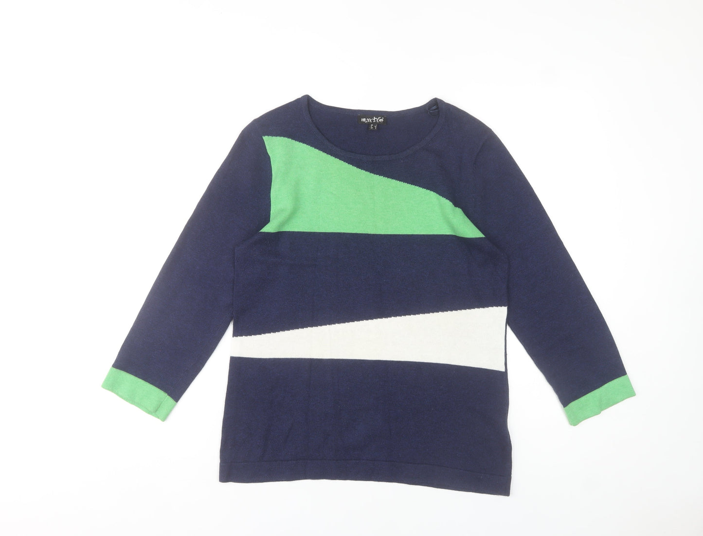 Marble Womens Blue Green Cotton Pullover Jumper Size 10