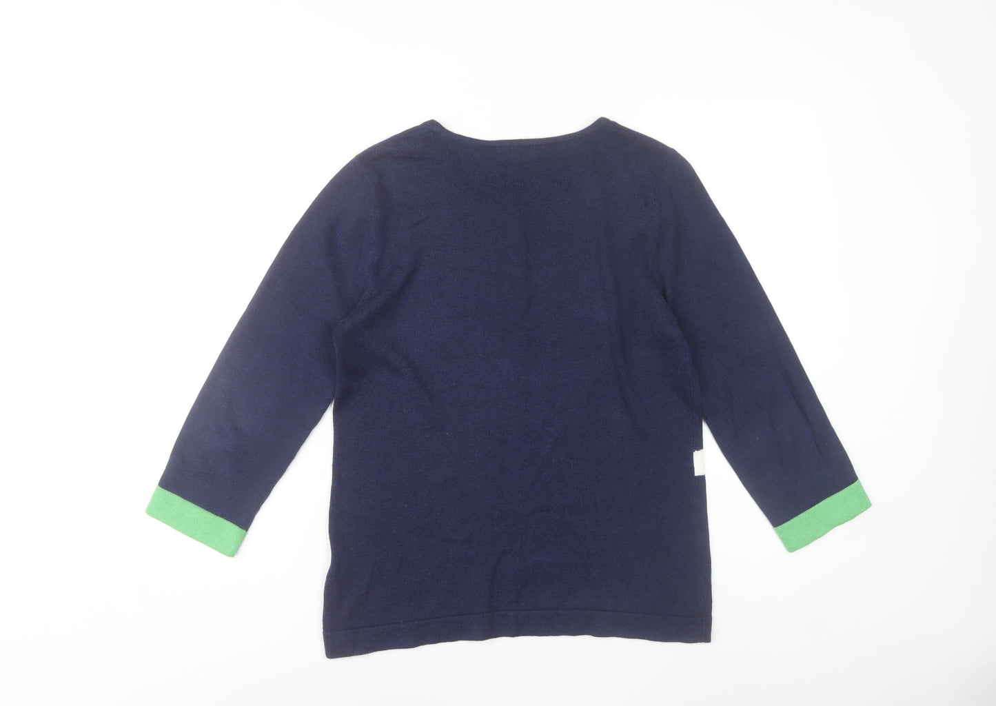 Marble Womens Blue Green Cotton Pullover Jumper Size 10