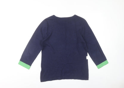 Marble Womens Blue Green Cotton Pullover Jumper Size 10