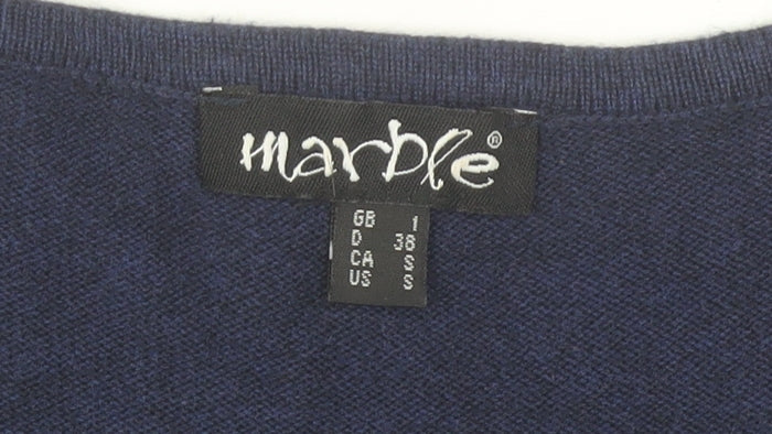 Marble Womens Blue Green Cotton Pullover Jumper Size 10