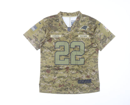 Nike Boys Green Camouflage Carolina Panthers #22 Jersey L (14-16) V-Neck Athletic Top