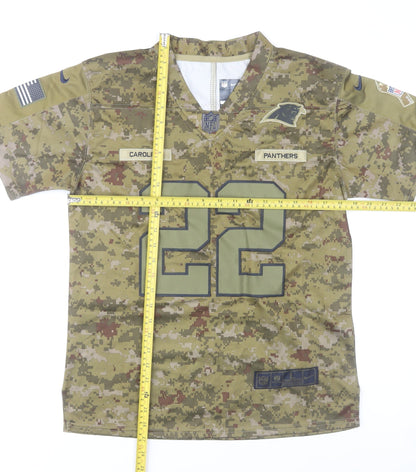Nike Boys Green Camouflage Carolina Panthers #22 Jersey L (14-16) V-Neck Athletic Top