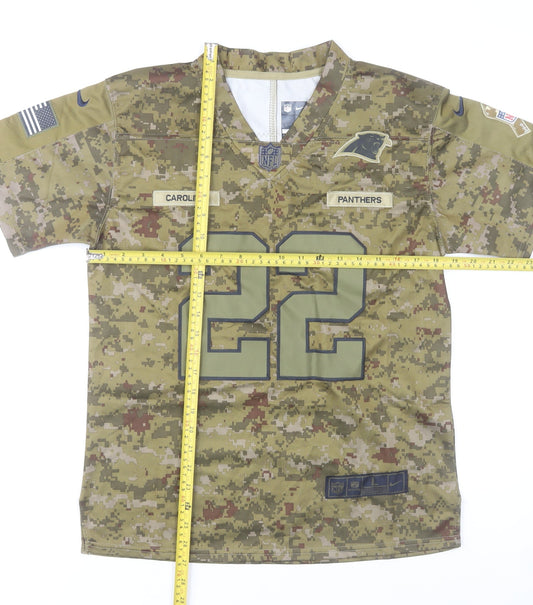 Nike Boys Green Camouflage Carolina Panthers #22 Jersey L (14-16) V-Neck Athletic Top