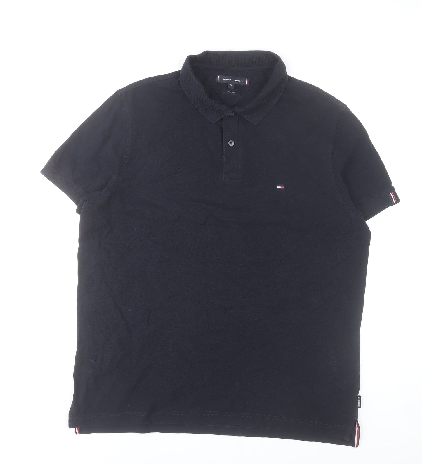 Tommy Hilfiger Men's Black XL Regular Fit Cotton Polo Shirt
