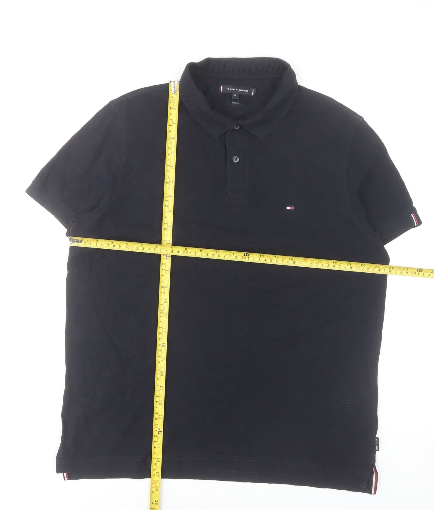 Tommy Hilfiger Men's Black XL Regular Fit Cotton Polo Shirt