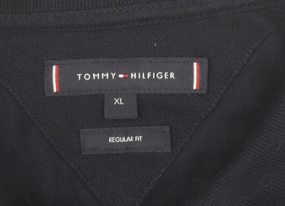 Tommy Hilfiger Men's Black XL Regular Fit Cotton Polo Shirt