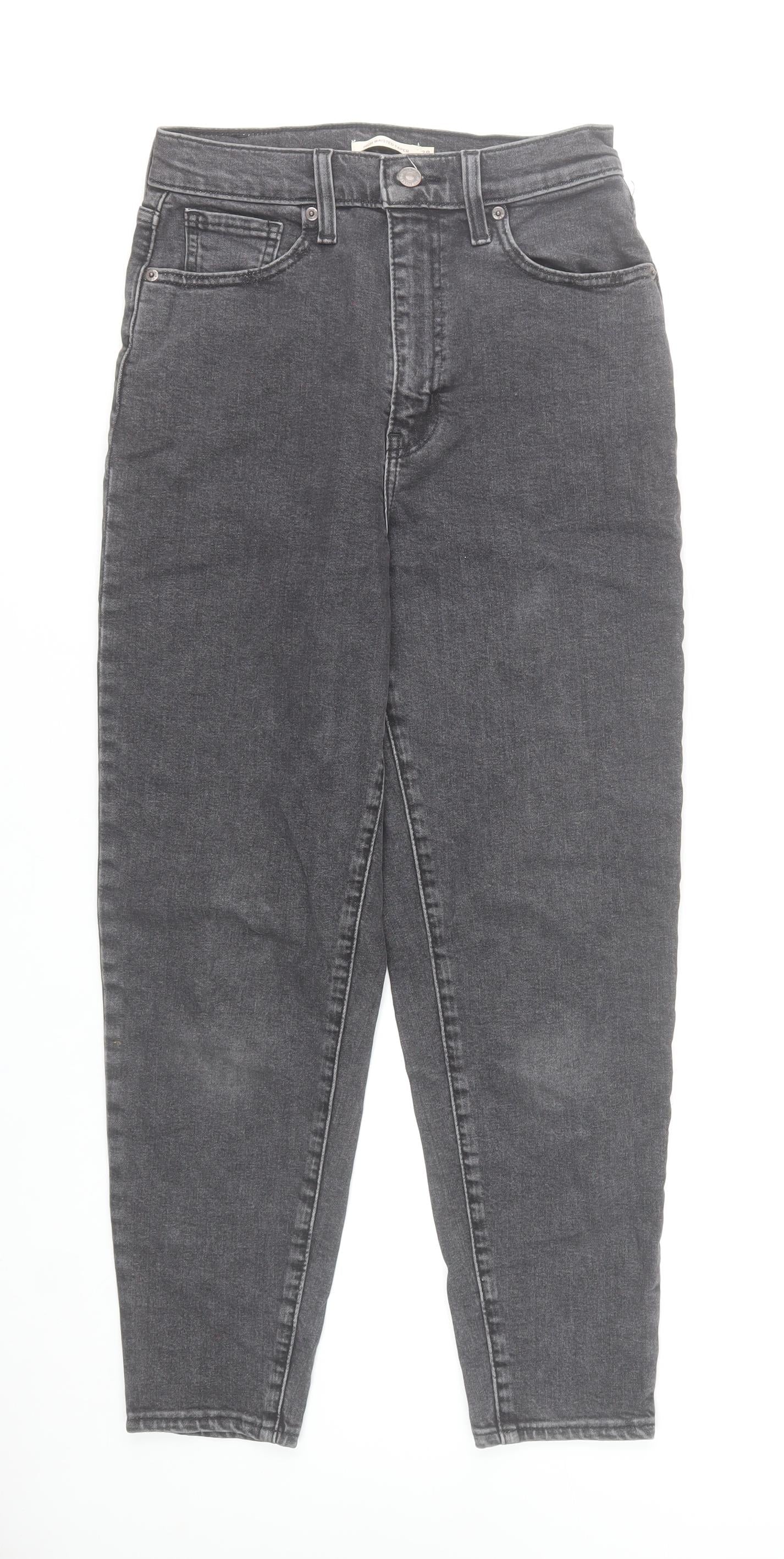 Levi's Women's Grey High Waisted Tapered Slim Jeans Size 28