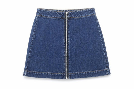 Pull&Bear Women's Blue Denim A-Line Mini Skirt Size S
