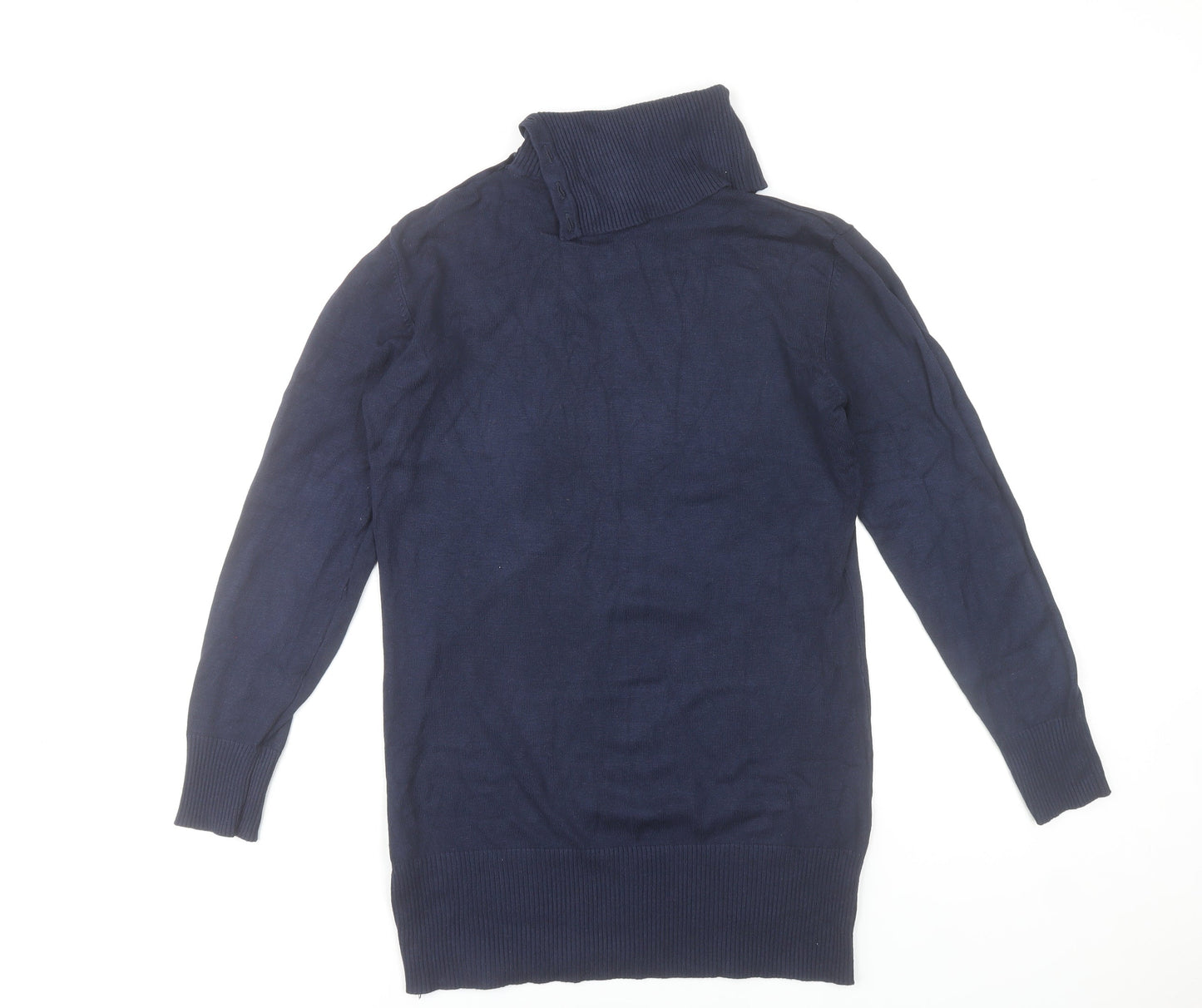 Esmara Women's Blue High Neck Button Pullover Jumper Size 14