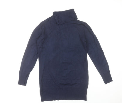 Esmara Women's Blue High Neck Button Pullover Jumper Size 14