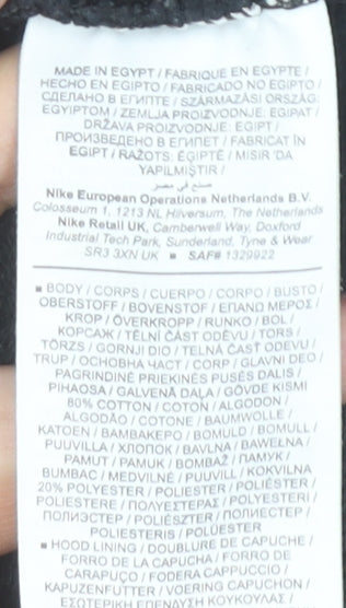 Nike Boys Black Pullover Hoodie XS Graphic Logo Cotton Blend