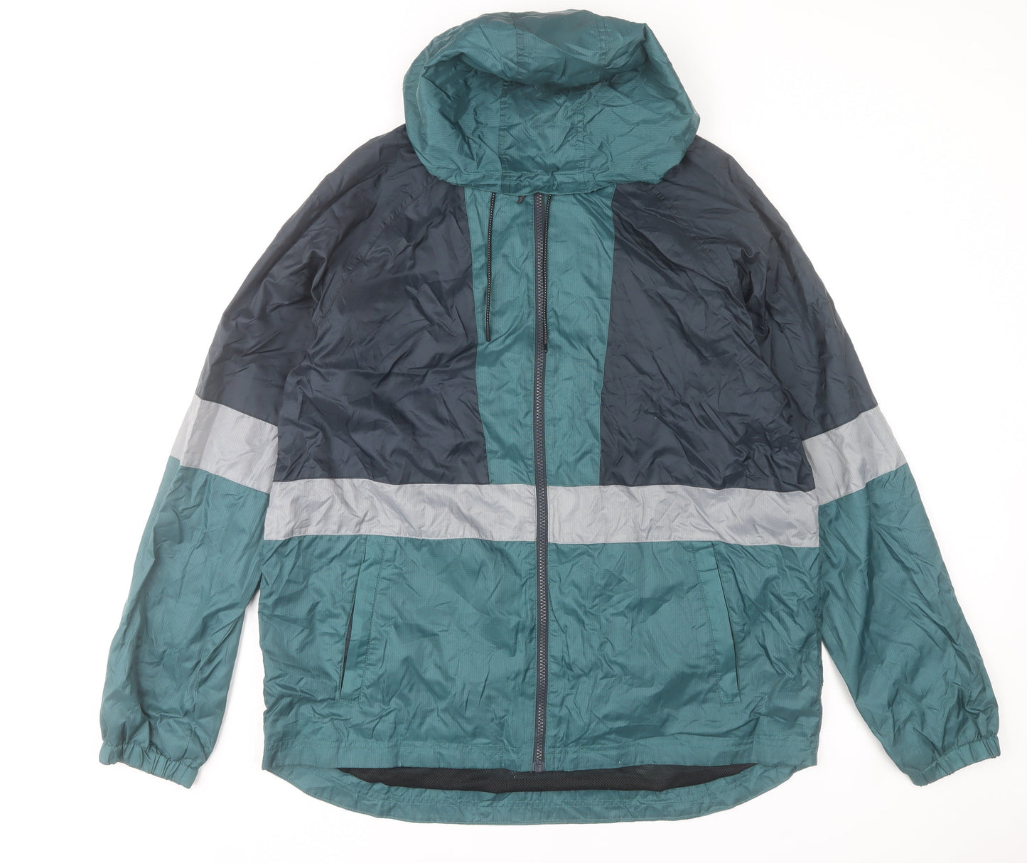 Dunnes Stores Men's Green XL Windbreaker Jacket Hooded Lightweight