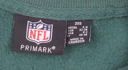 Primark NFL NY Jets Green Sweatshirt 2XS Women Cotton Blend Pullover