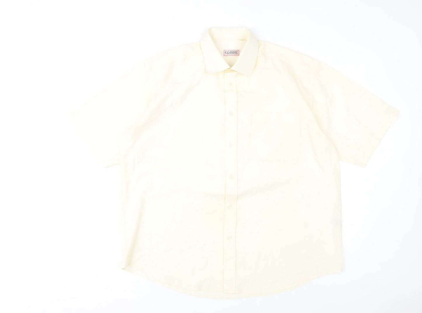 Classic Shirtings Men's Ivory Short Sleeve Dress Shirt Size L 42 Regular Fit